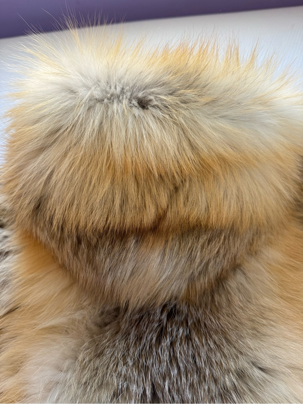 Golden island gold fox Luxurious Natural Fur Coat -Honey Blonde Tones Men  hood - Picture 14 of 16